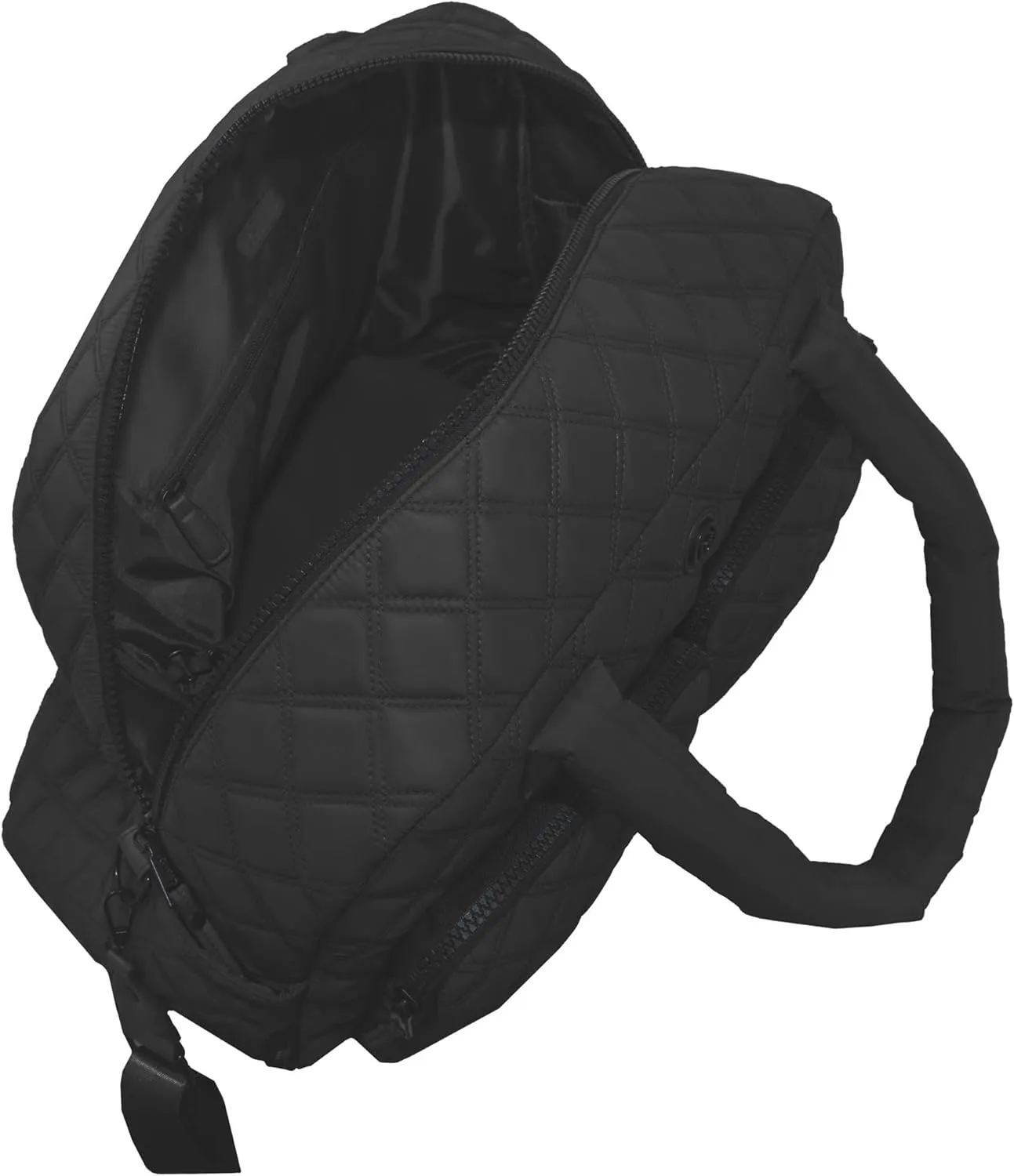 Joan & David 22 Inch Diamond Quilted Puffer Nylon Weekender Duffle (Black)