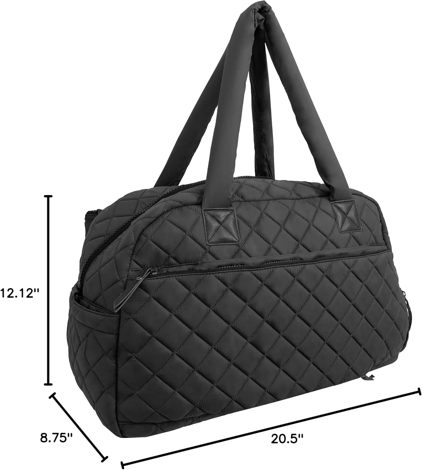 Joan & David 22 Inch Diamond Quilted Puffer Nylon Weekender Duffle (Black)