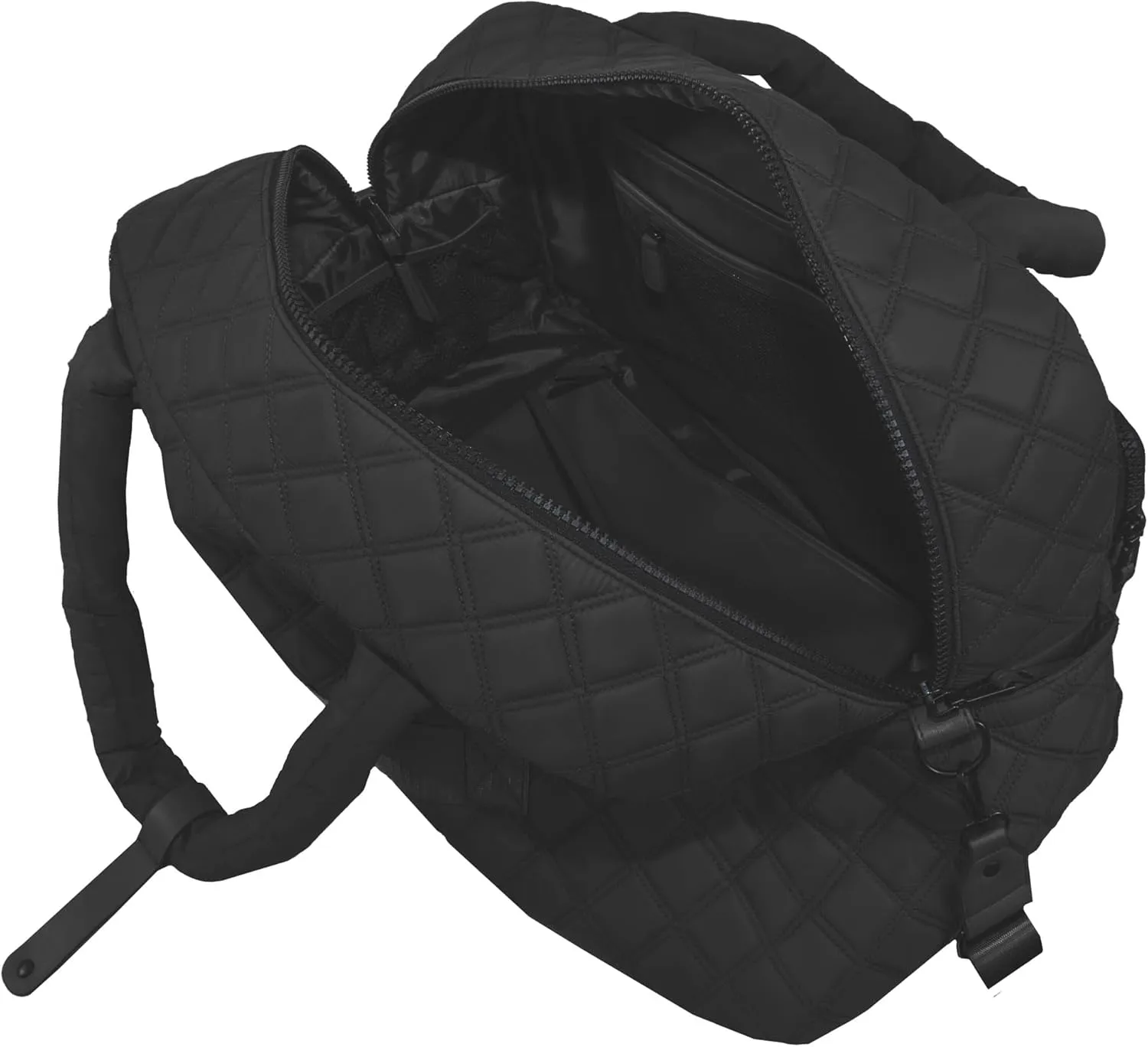 Joan & David 22 Inch Diamond Quilted Puffer Nylon Weekender Duffle (Black)