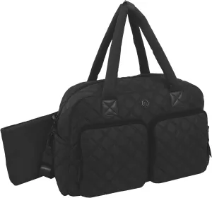 Joan & David 22 Inch Diamond Quilted Puffer Nylon Weekender Duffle (Black)