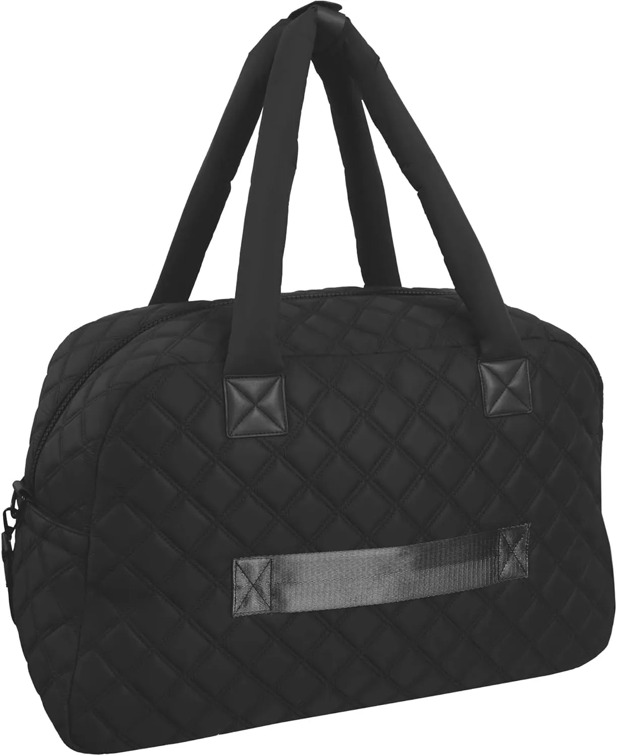 Joan & David 22 Inch Diamond Quilted Puffer Nylon Weekender Duffle (Black)