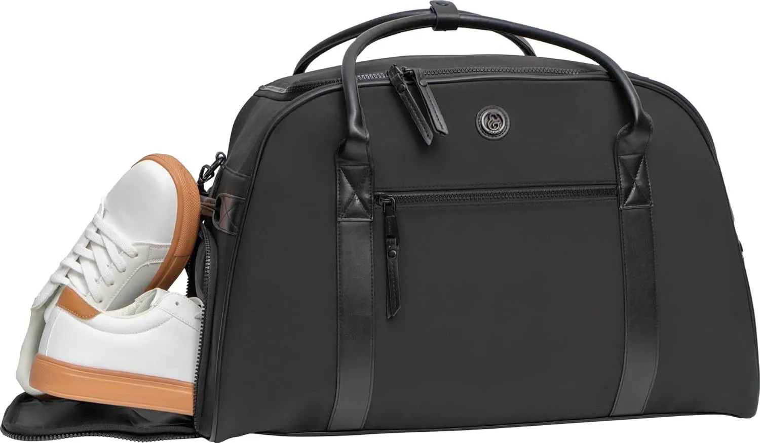 Joan & David 22 Inch Sport Nylon Duffle Bag with Shoe Compartment (Black)