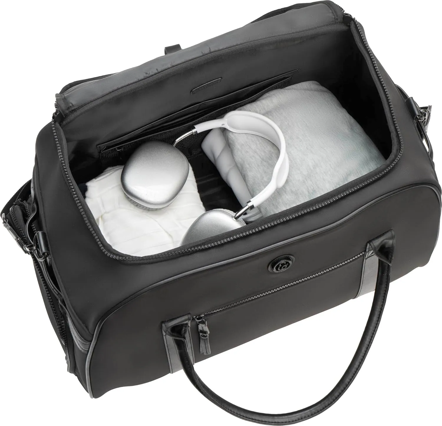 Joan & David 22 Inch Sport Nylon Duffle Bag with Shoe Compartment (Black)