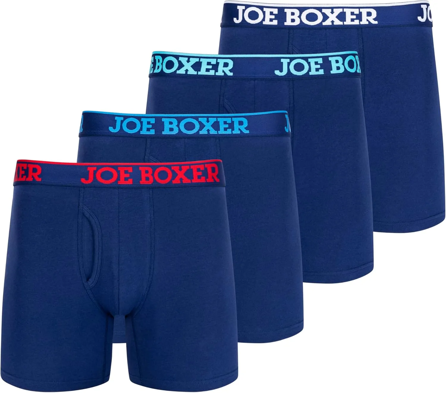 JOE BOXER Mens Boxer Briefs 4-Pack, Comfy and Breathable Spandex-Cotton Boxer Briefs, Mens Underwear Cotton Stretch