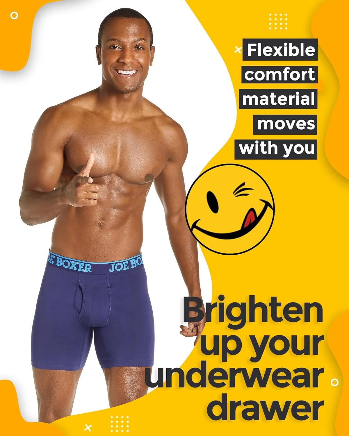 JOE BOXER Mens Boxer Briefs 4-Pack, Comfy and Breathable Spandex-Cotton Boxer Briefs, Mens Underwear Cotton Stretch