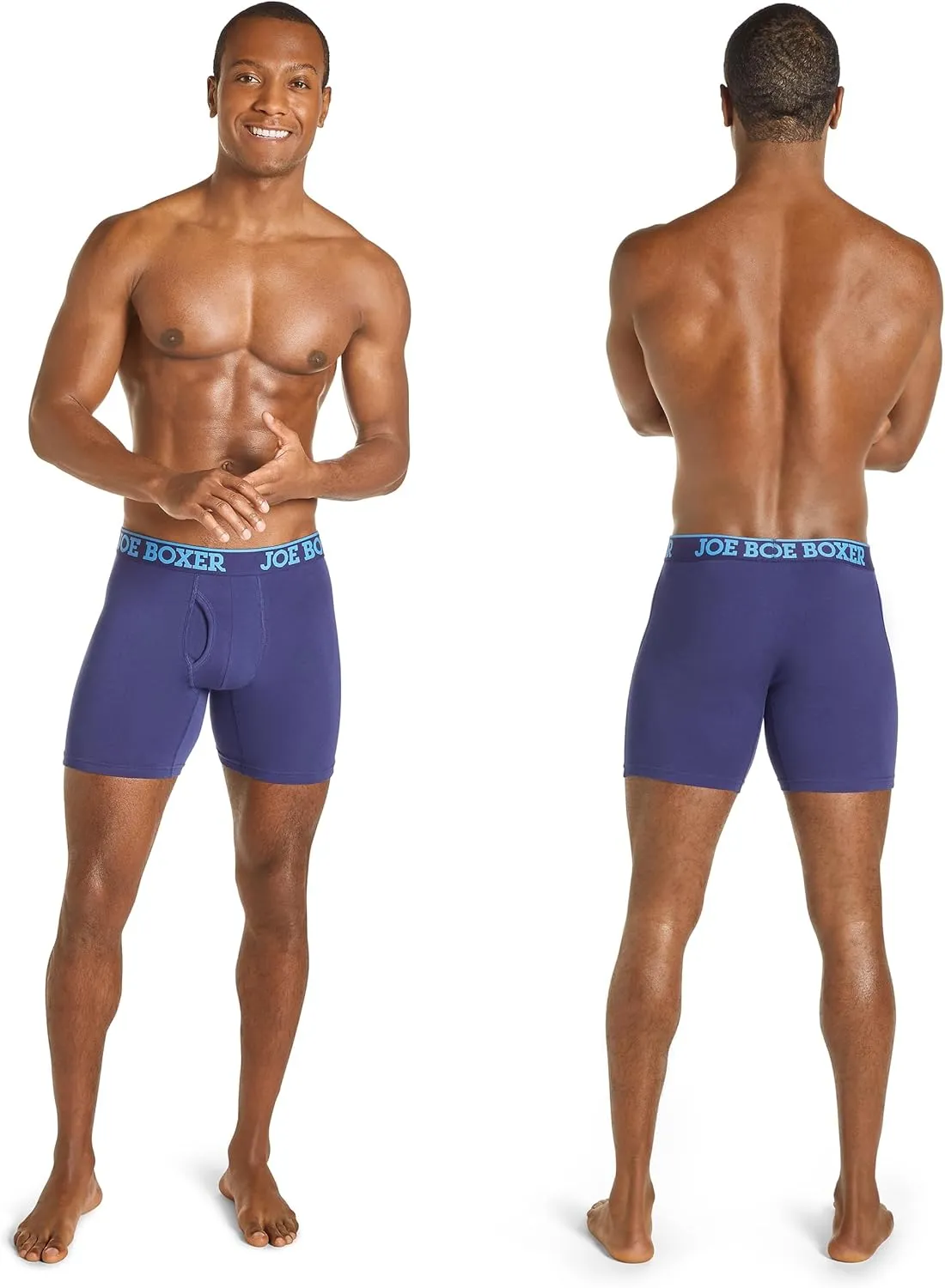 JOE BOXER Mens Boxer Briefs 4-Pack, Comfy and Breathable Spandex-Cotton Boxer Briefs, Mens Underwear Cotton Stretch
