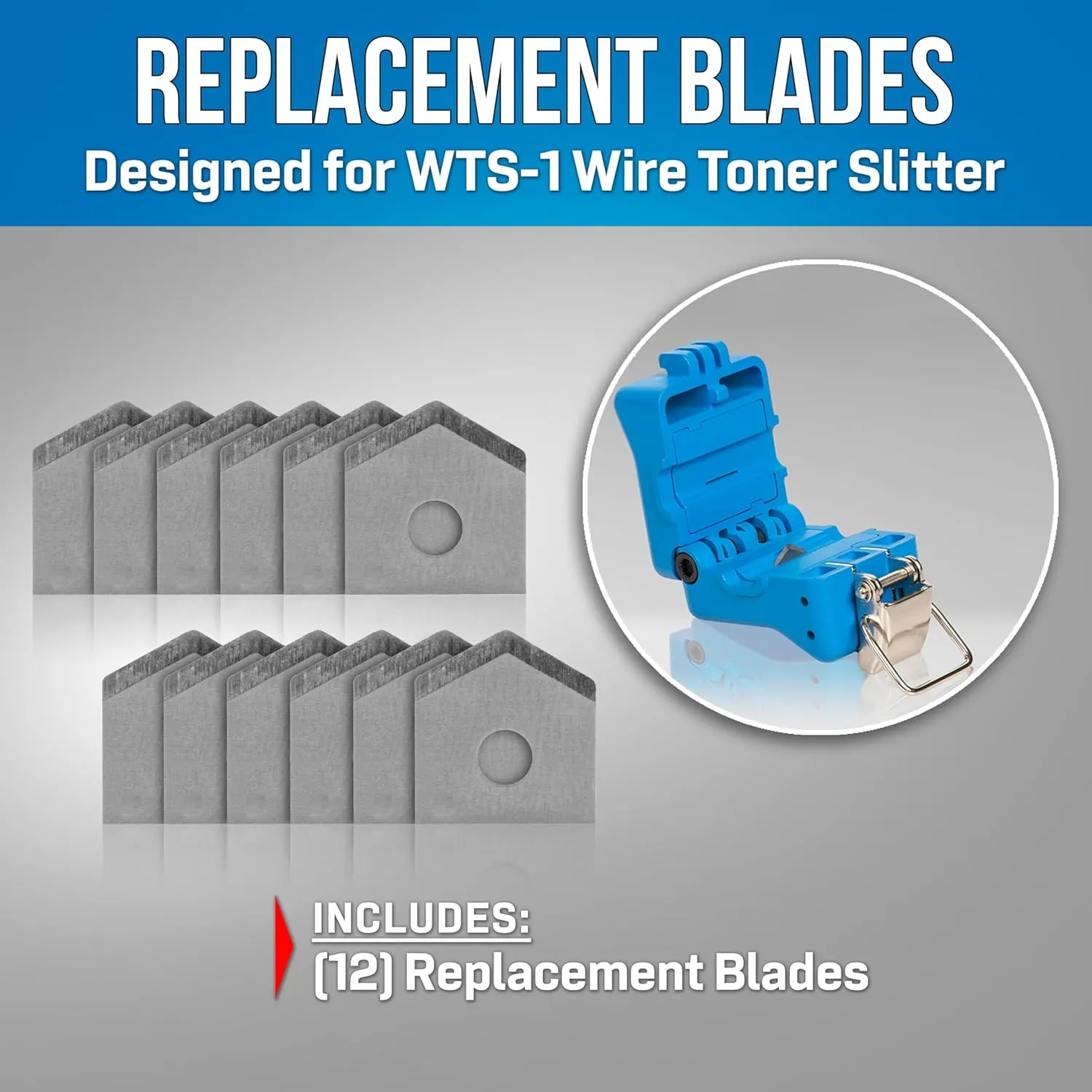 Jonard Tools WTS-1RB/12 Flat Drop Toner Wire Slitter Replacement Blade, Pack of 12- Easy Toner Wire Removal from FTTx Flat Drop Cables, Works with Corning SST, Commscope FHD, Prysmian Resilink