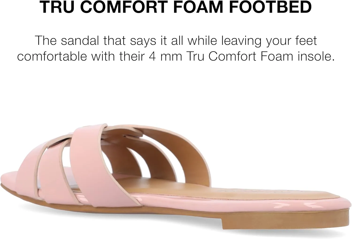 Journee Womens Flat Open Square Toe Fashion Banded Sandal Comfortable Dressy Slip On Arrina Slide
