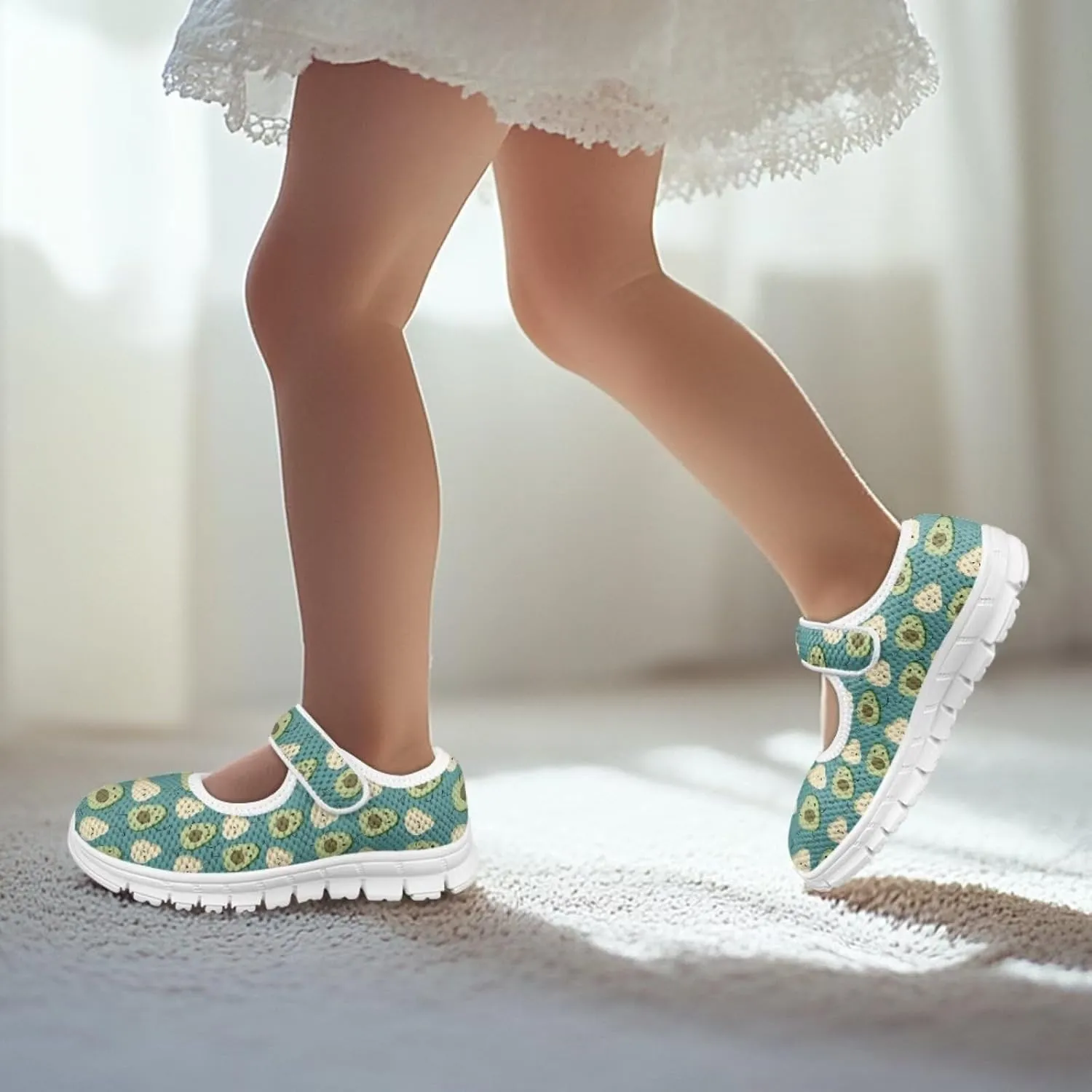JoyLamoria Girls Mary Jane Shoes Toddler/Little Kids Slip on Sneakers Comfort Dress Shoes with Sunflower Cow South Western Navajo Design