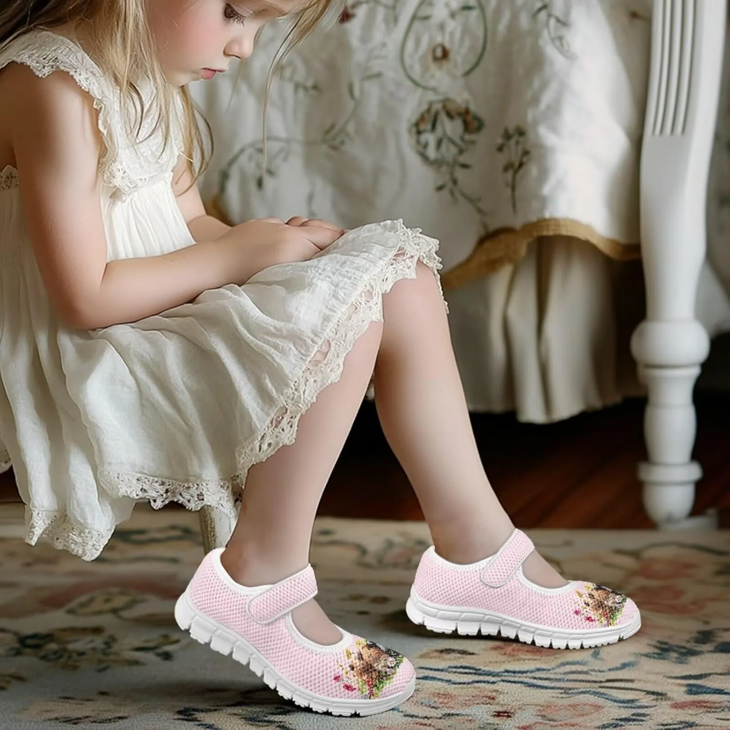 JoyLamoria Purple Mermaid Scales Print Toddler Little Flat Dress Shoes,Mary Jane Shoes Princess Birthday School Shoes for Girls Size 11-2.5