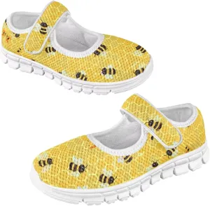 JoyLamoria Toddler Girls Mary Jane Sneakers Cute Cactus Print Sneakers for Kids Slip on Barefoot Shoes Ballet Dress Shoes