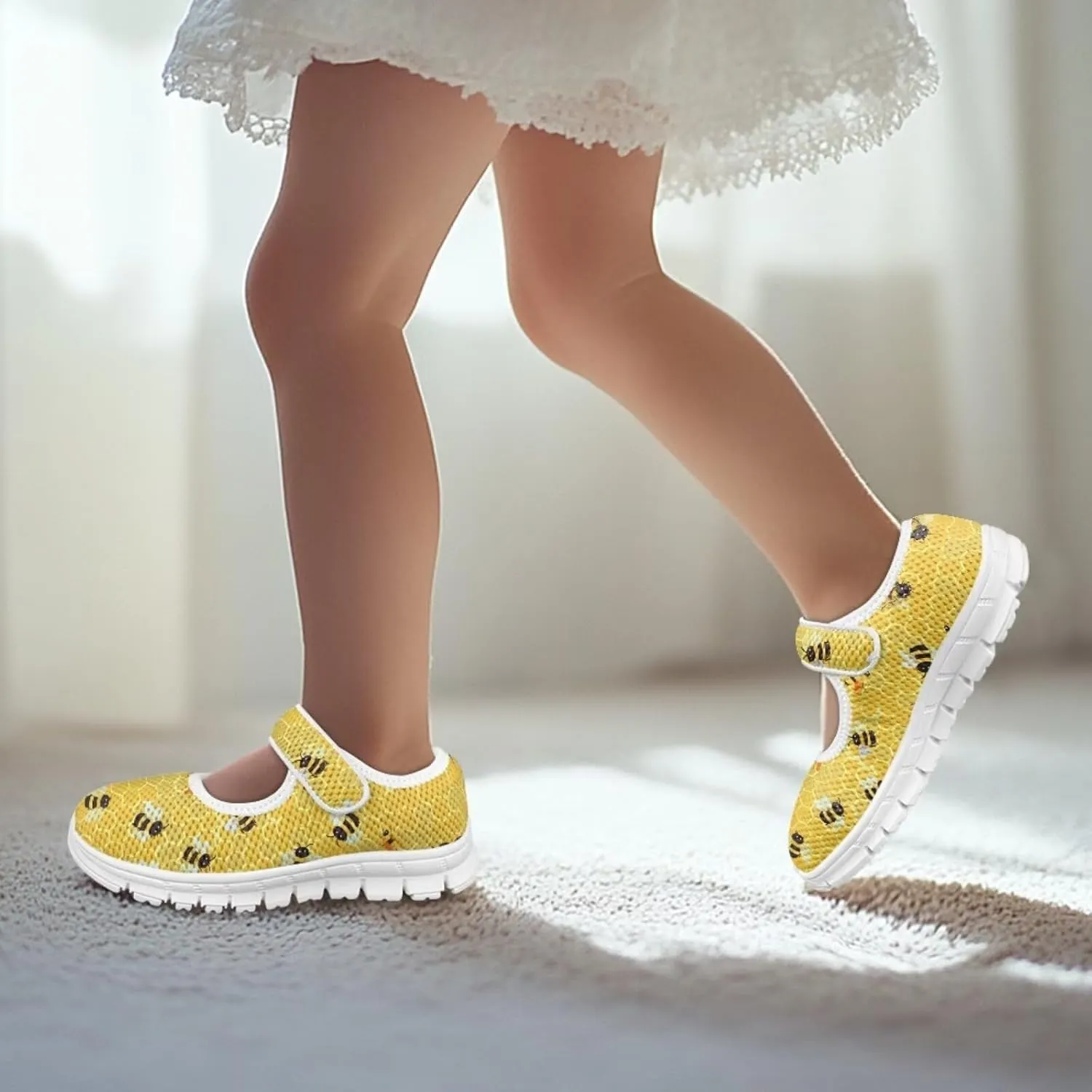 JoyLamoria Toddler Girls Mary Jane Sneakers Cute Cactus Print Sneakers for Kids Slip on Barefoot Shoes Ballet Dress Shoes