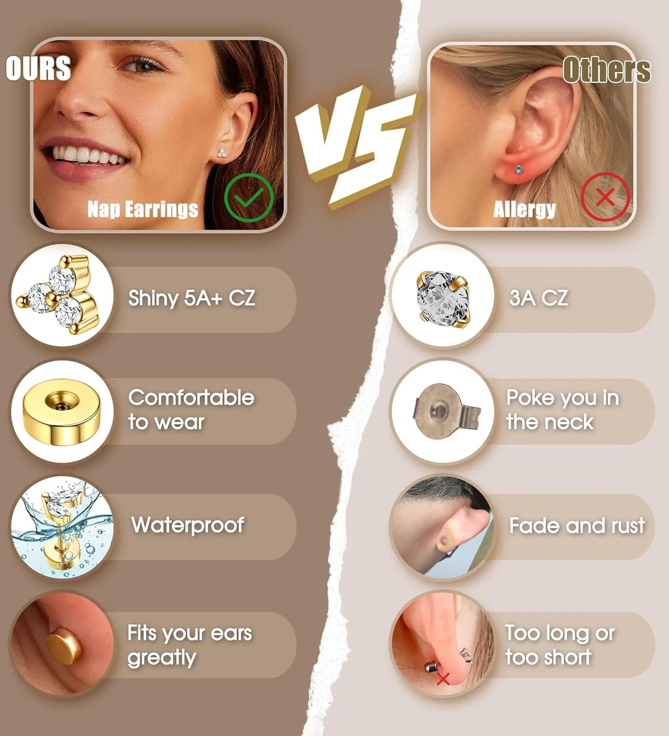 Jstyle Hypoallergenic Earrings for Sensitive Ears Surgical Stainless Steel Earrings for Women Dainty Flat Back Earring Studs Hoop Cartilage Earring Set for Multiple Piercing