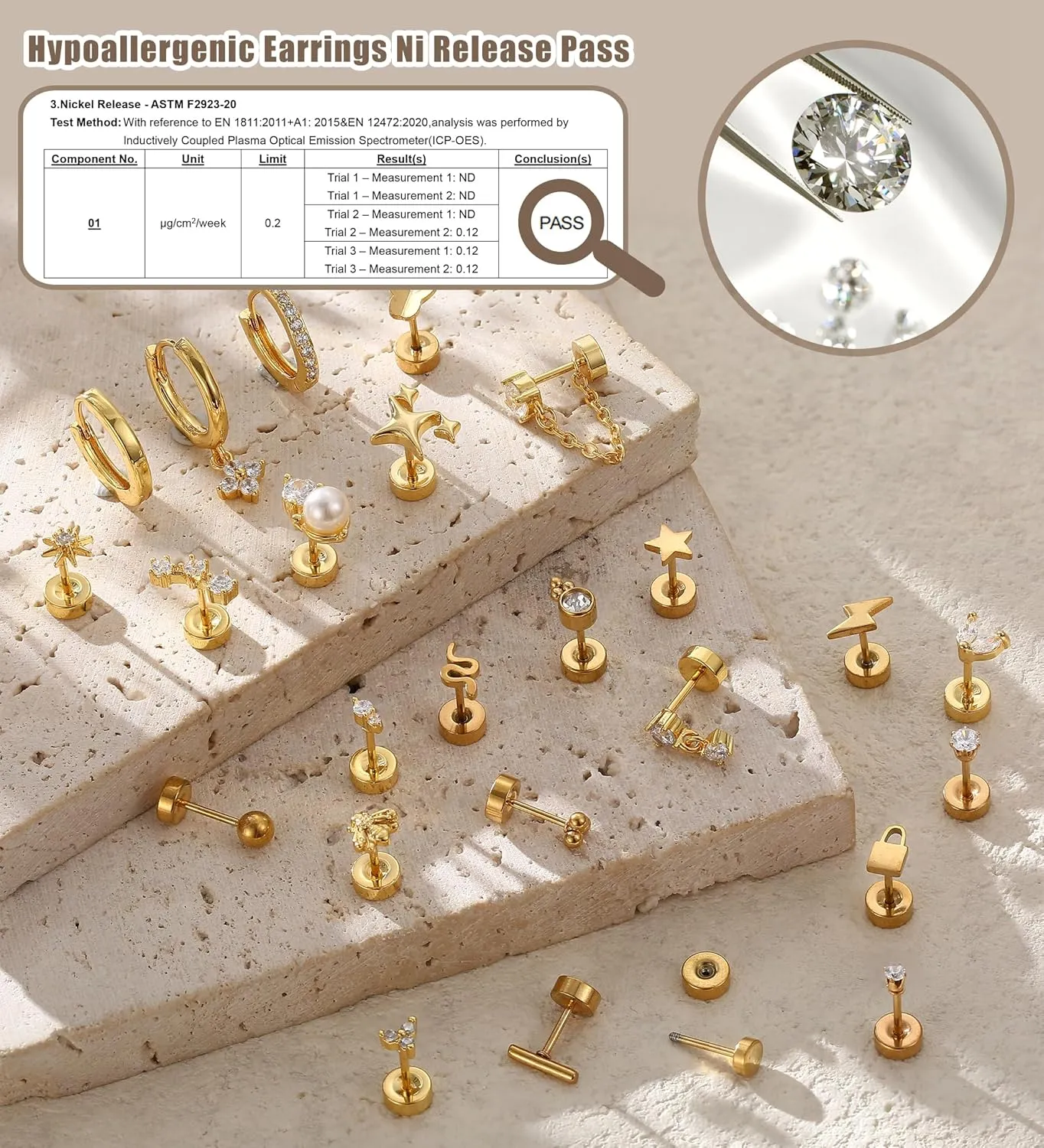 Jstyle Hypoallergenic Earrings for Sensitive Ears Surgical Stainless Steel Earrings for Women Dainty Flat Back Earring Studs Hoop Cartilage Earring Set for Multiple Piercing