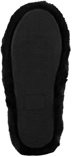 Juicy Couture Women's Faux Fur Slide Sandal Slippers, Open Toe, Comfortable Indoor Outdoor House Shoes