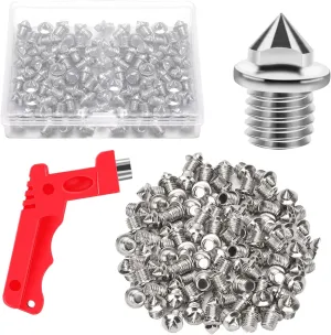 JULMELON 120PCS 1/8 inch Hard Stainless Steel Track and Cross Country Spikes Golf Shoe Spikes with Spike Wrench, Replacement Track Spikes for Sprint Sports Short Running Track Shoes