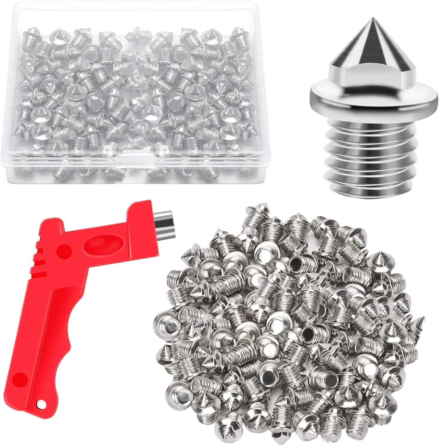 JULMELON 120PCS 1/8 inch Hard Stainless Steel Track and Cross Country Spikes Golf Shoe Spikes with Spike Wrench, Replacement Track Spikes for Sprint Sports Short Running Track Shoes