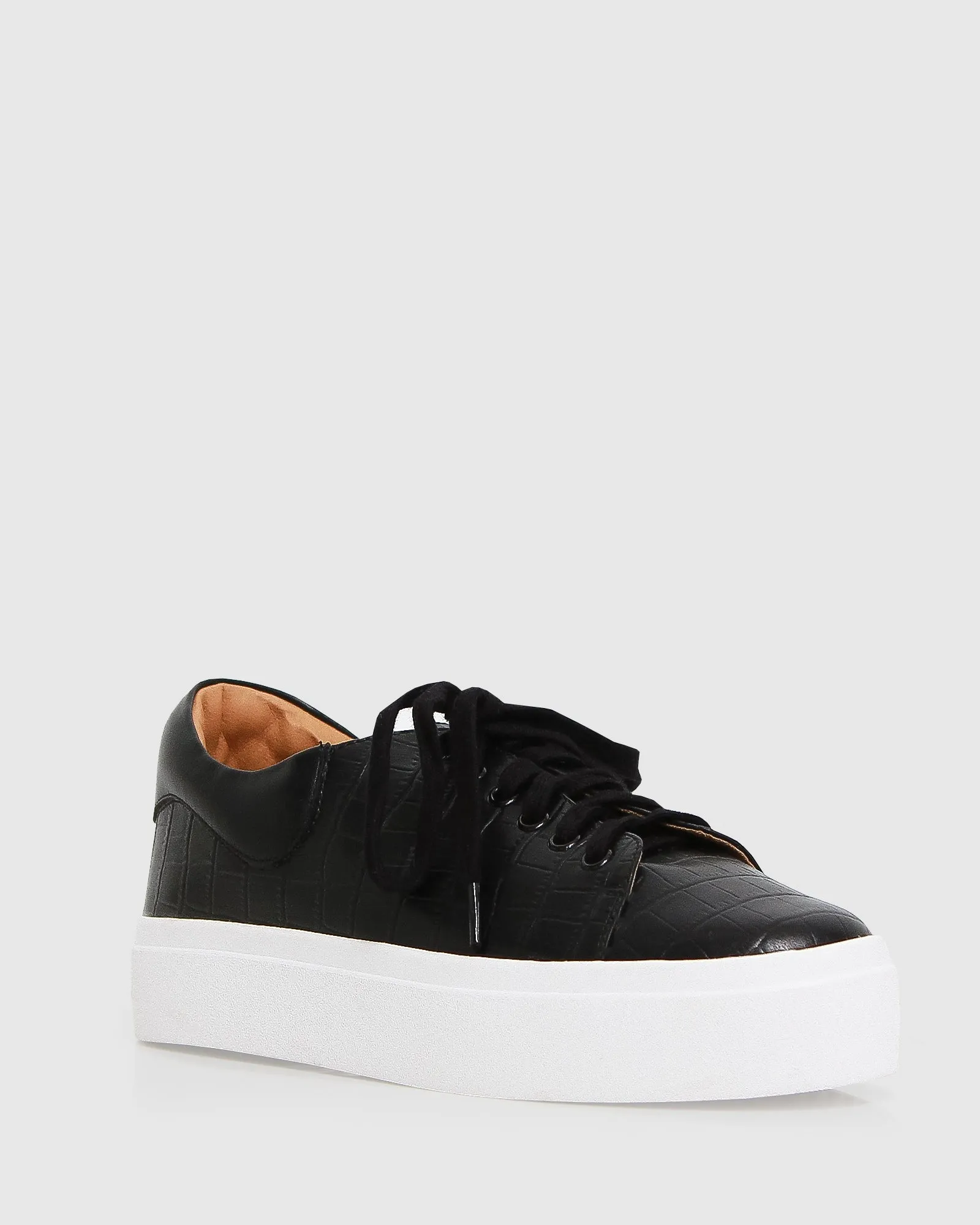 Just A Dream Croc Leather Sneaker - Black
