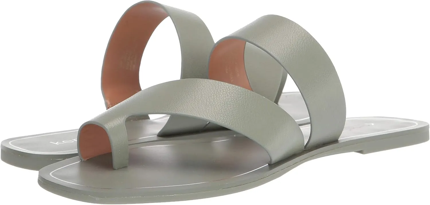 kensie Women's Flat Sandal with Toe Loop Slide