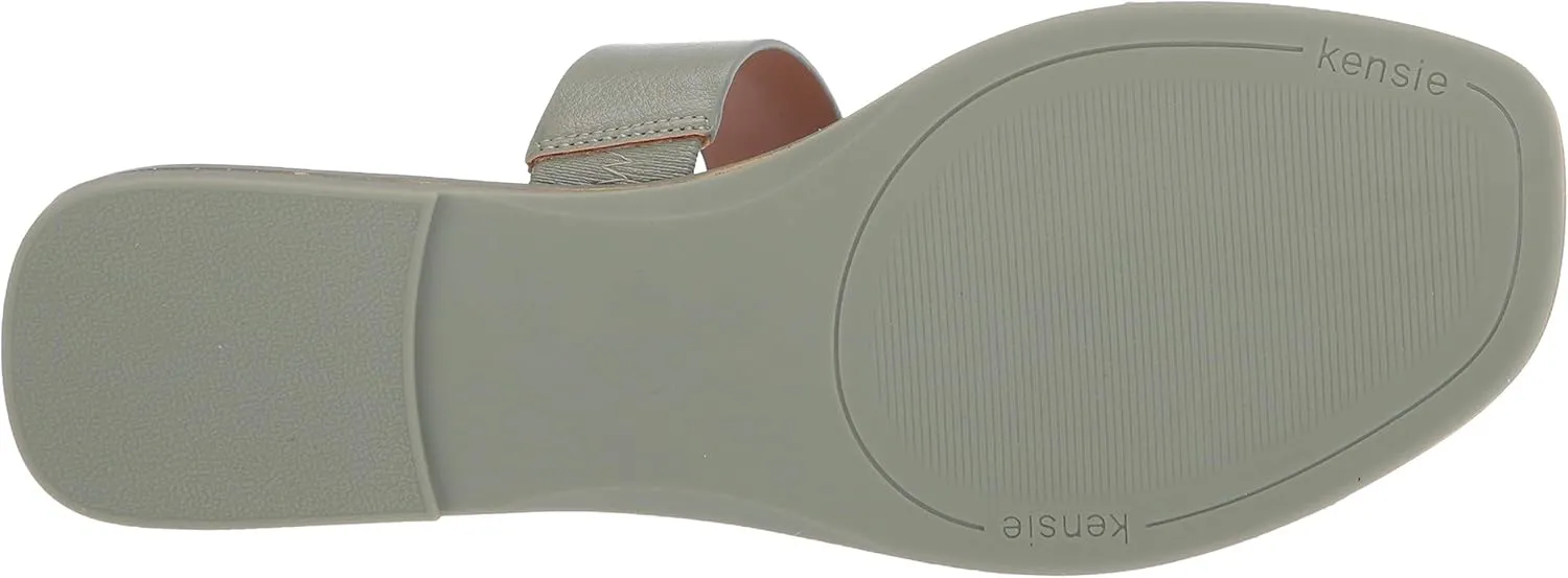kensie Women's Flat Sandal with Toe Loop Slide