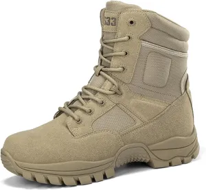 Kervaky Men's Tactical Boots, side zipper, easy to wear, outdoor, work, military boot, tactical boots for men