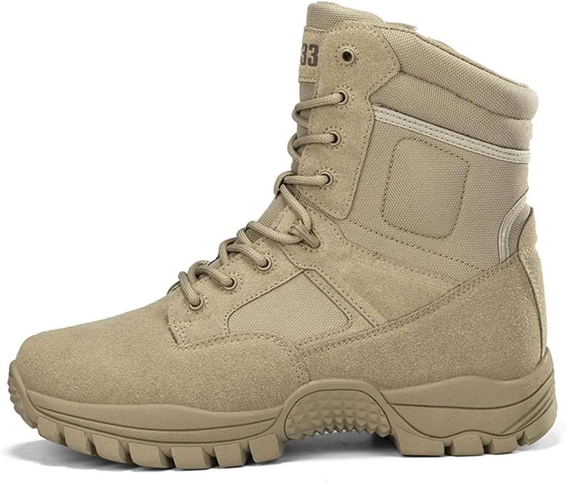 Kervaky Men's Tactical Boots, side zipper, easy to wear, outdoor, work, military boot, tactical boots for men