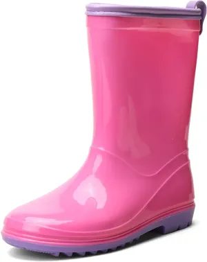 Kids Rain Boots Waterproof Rain Boot with Easy On for Toddler/Little Kid/Big Kid
