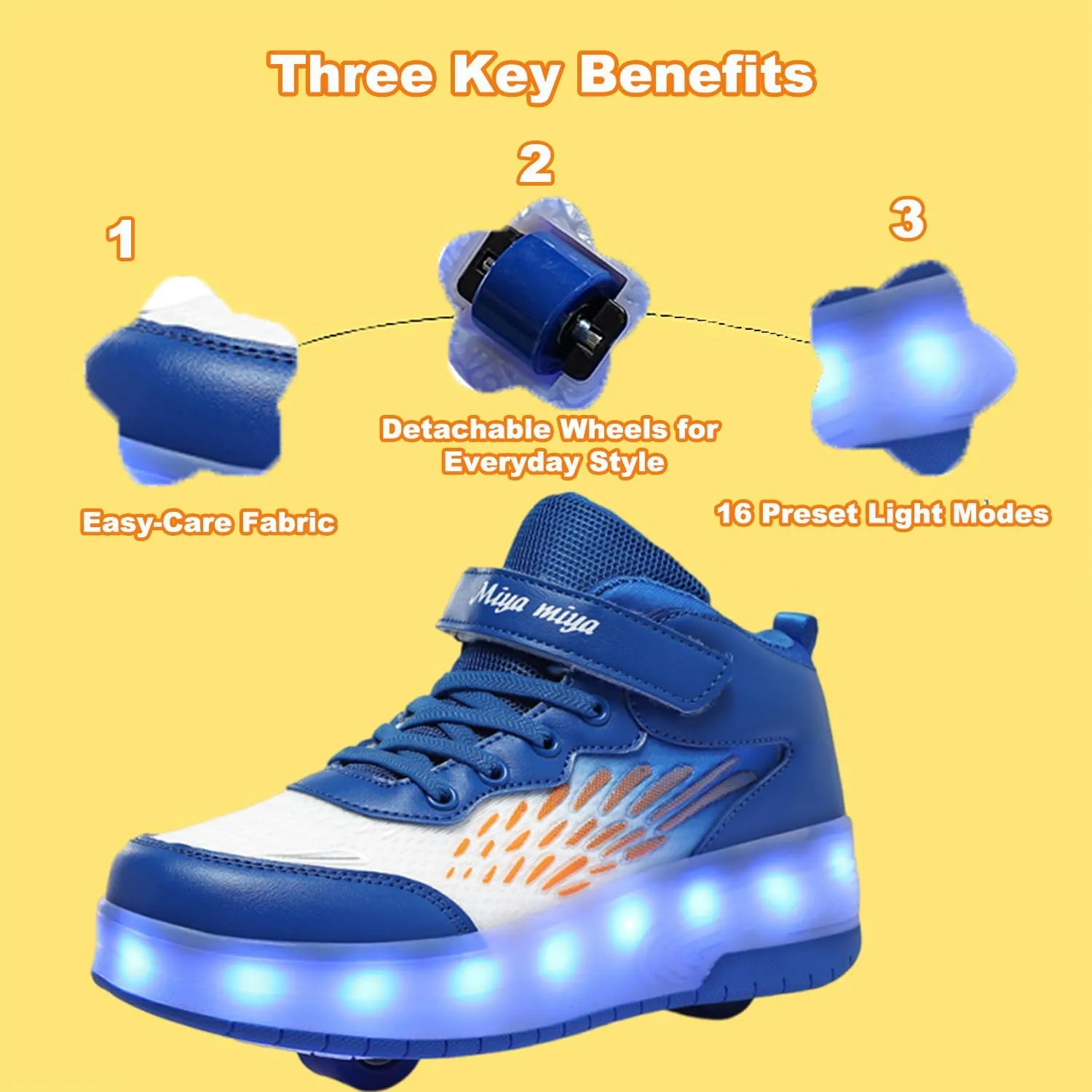 Kids Roller Shoes - Upgraded High-top Sneakers 2 Wheels 16 LED Colorful Model Rechargeable Boys Girls Sneaker Retractable Skateboarding Shoes for Beginner Party Birthday Christmas Best Gift