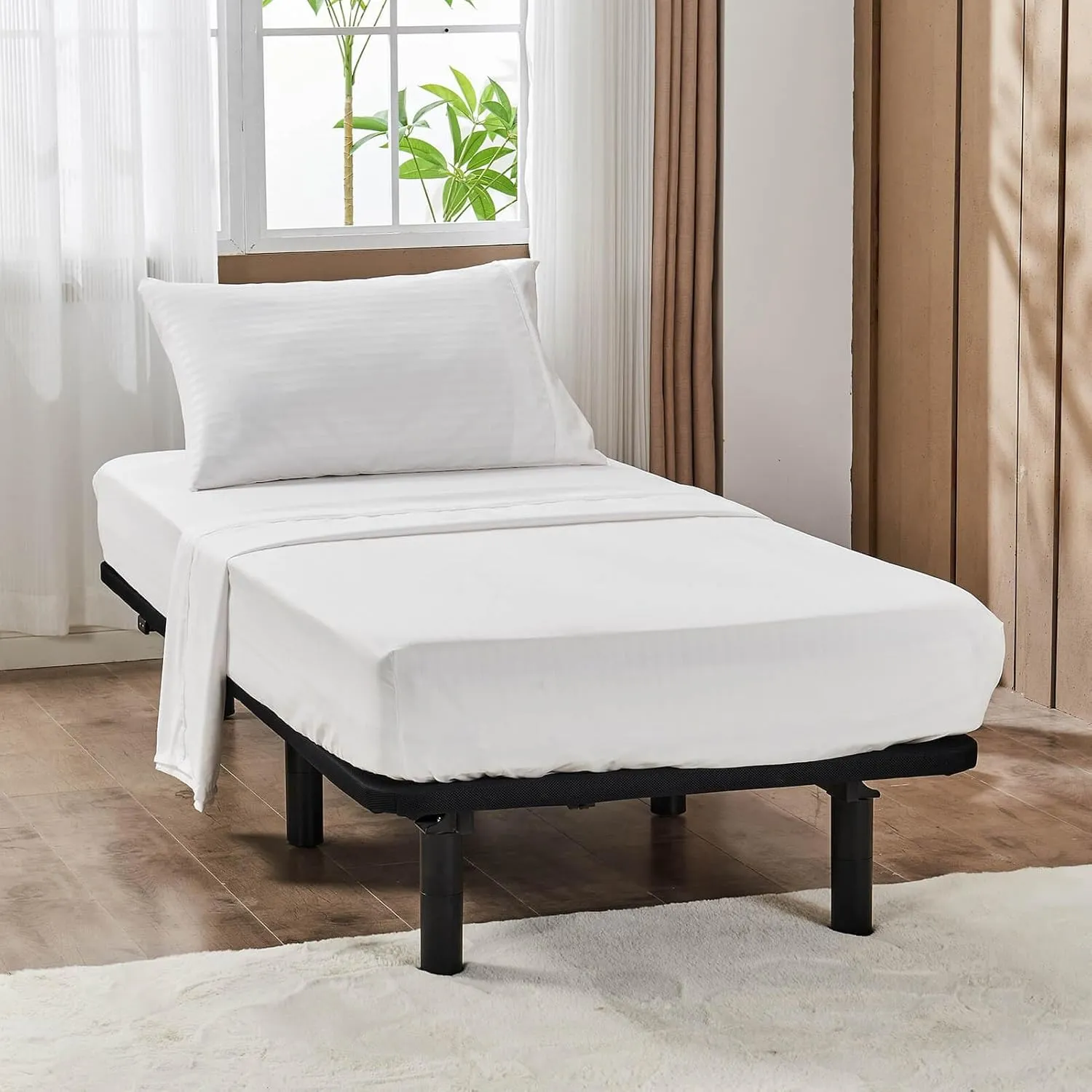 Kingnex Striped 30x75 Cot Size RV Bunk Sheets Set for Narrow Twin Bed Soft Brushed 1800 Microfiber 3 Piece Bedding Set Includes 1 Fitted Sheet 1 Flat Sheet 1 Pillowcase White