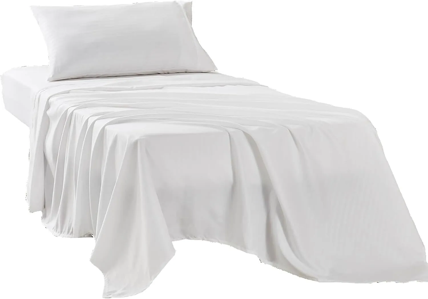 Kingnex Striped 30x75 Cot Size RV Bunk Sheets Set for Narrow Twin Bed Soft Brushed 1800 Microfiber 3 Piece Bedding Set Includes 1 Fitted Sheet 1 Flat Sheet 1 Pillowcase White