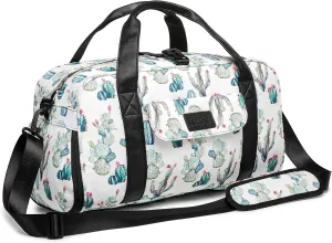 Kinmac Travel Duffel Bag For Women,Sports Gym Yoga Duffel Bag Weekender Overnight Totes Bag with Shoes and Wet Compartment (Cactus)
