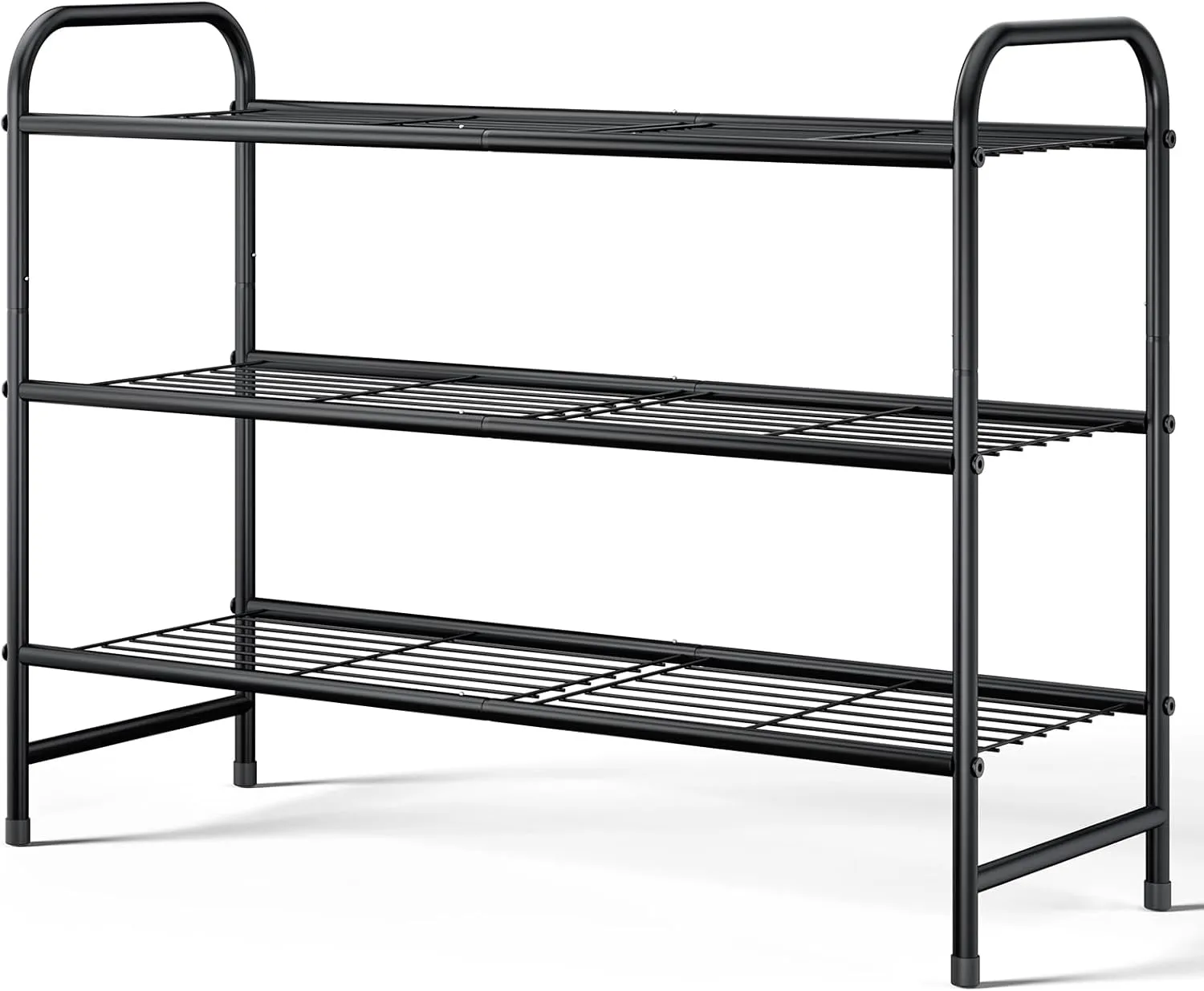 Kitsure Shoe Rack - Stainless Steel Shoe Organizer, Sturdy Shoe Rack for Closet and Front Door Entrance, Free Standing Shoe Shelf, Closet Organizers and Storage, Black