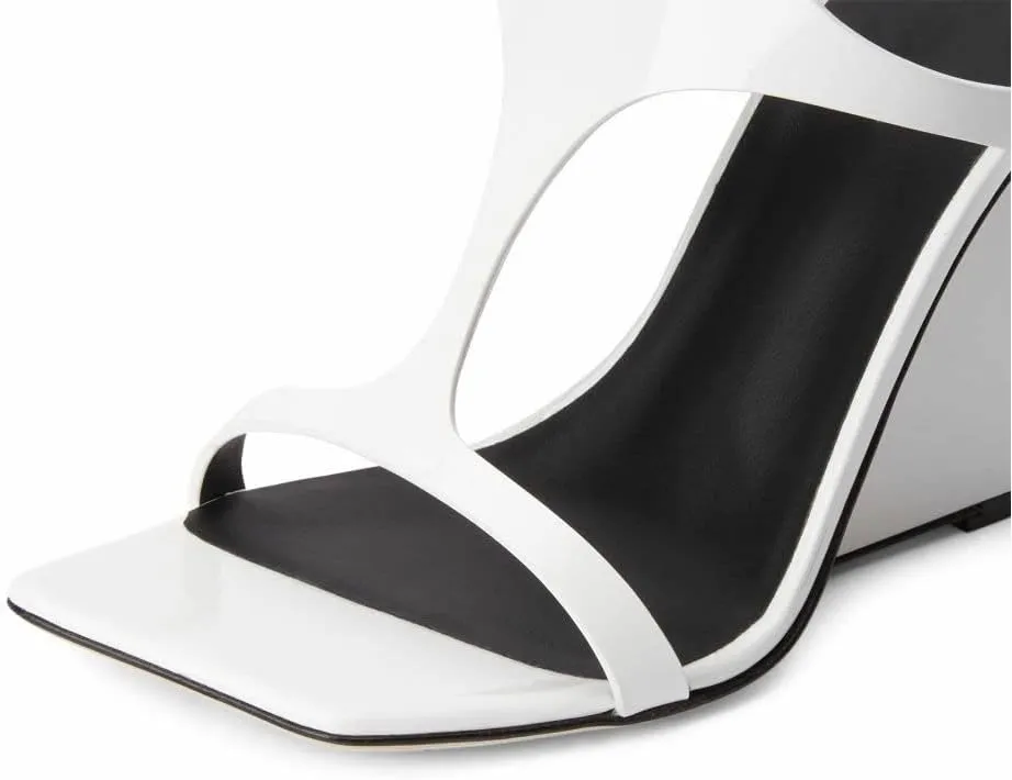 Kluolandi Women's Wedge Heeled Sandals Open Toe Criss-cross Strappy Sandals Heels Dress Shoes with Cut-out Design