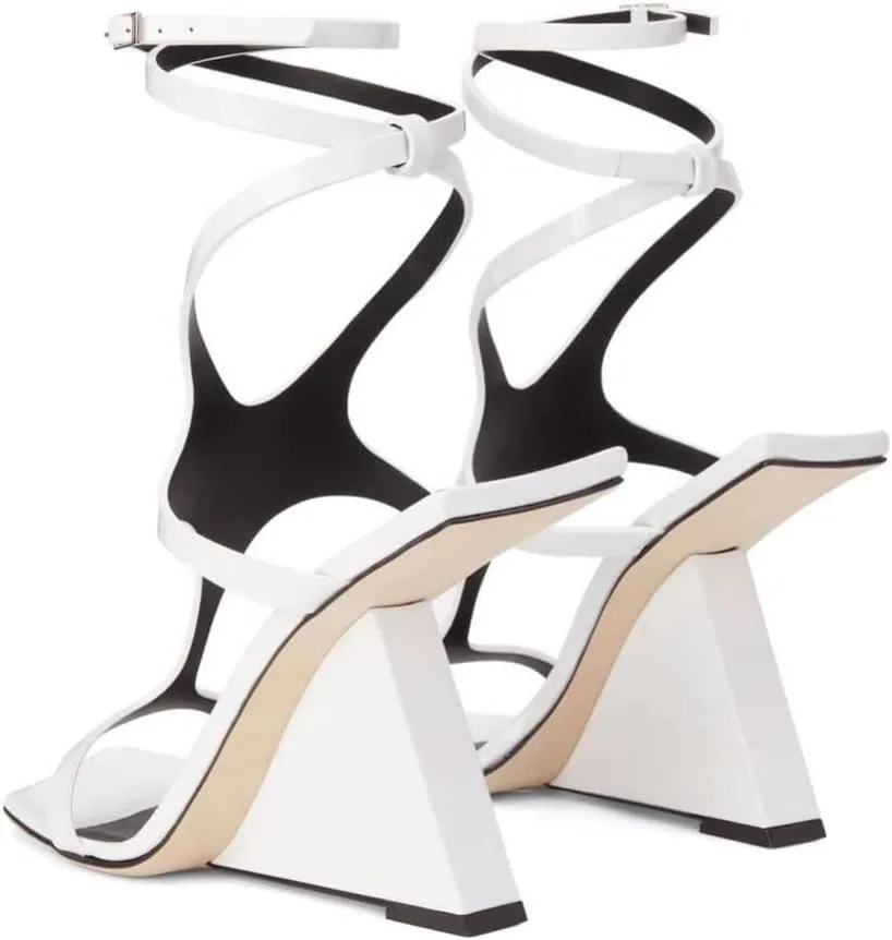 Kluolandi Women's Wedge Heeled Sandals Open Toe Criss-cross Strappy Sandals Heels Dress Shoes with Cut-out Design