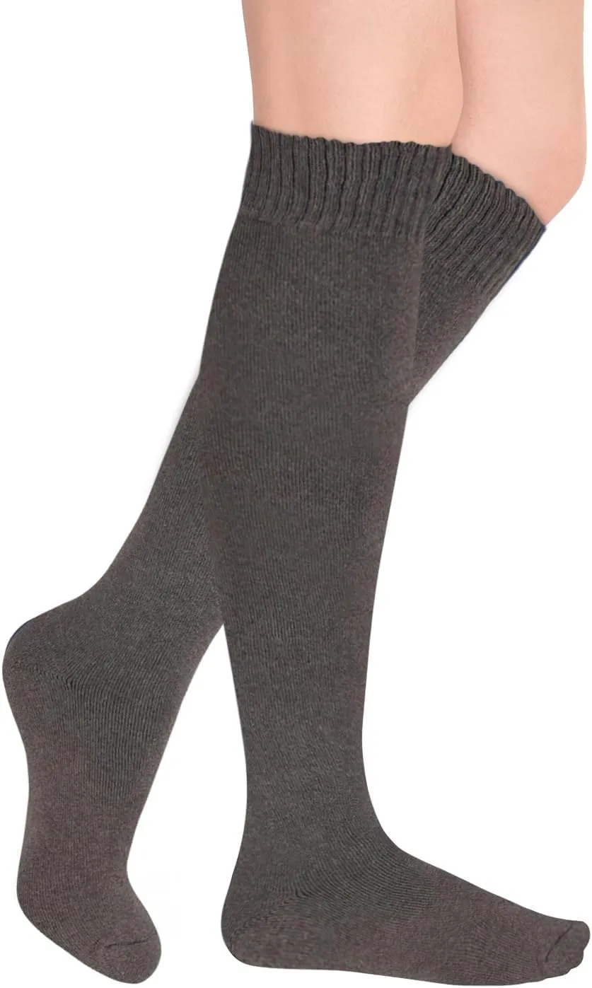 KONY Warm Knee High Socks for Women 3 Pairs, Thick Cotton Cushioned Thermal Long Socks for Hiking Work Gifts