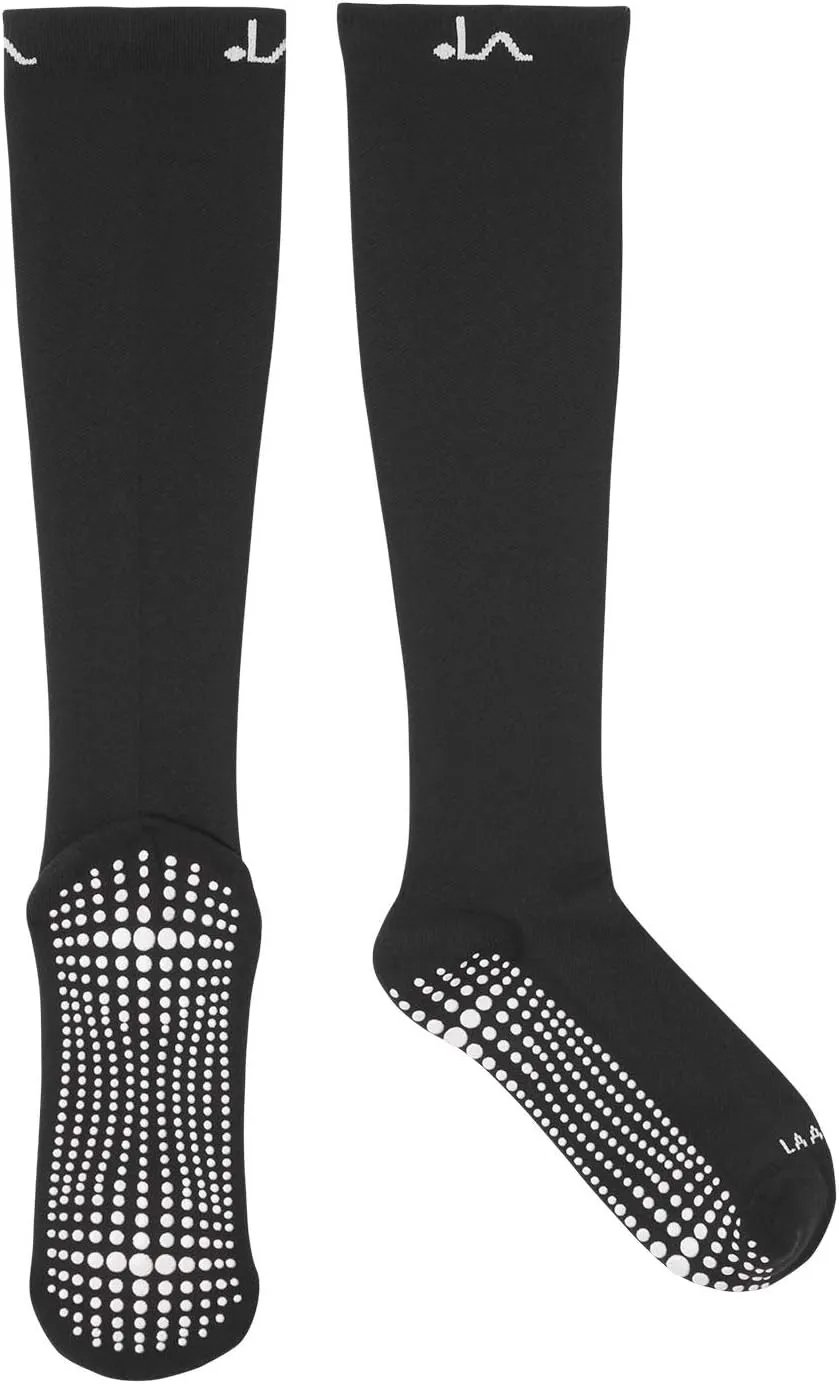 LA ACTIVE Graduated Compression Socks with Non-Slip Grips for Safety - 15-20mmHg for Women & Men