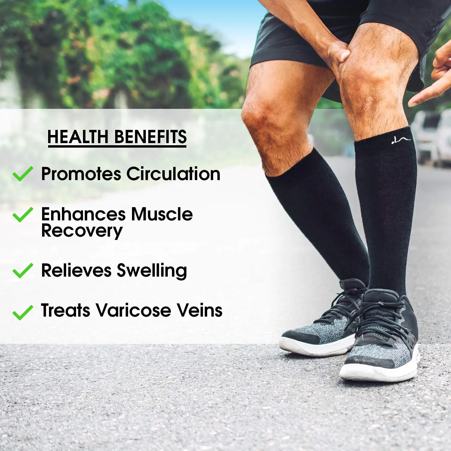 LA ACTIVE Graduated Compression Socks with Non-Slip Grips for Safety - 15-20mmHg for Women & Men
