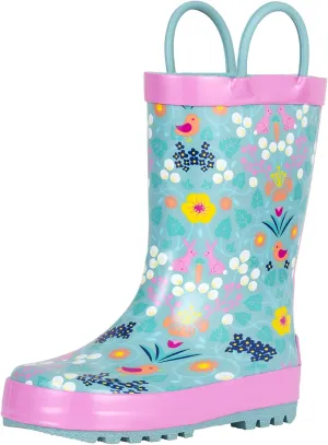 landchief Toddler Rain Boots, Kids Rain Boots Waterproof Rubber Boots for Girls and Boys with Fun Patterns and Easy-On Handles