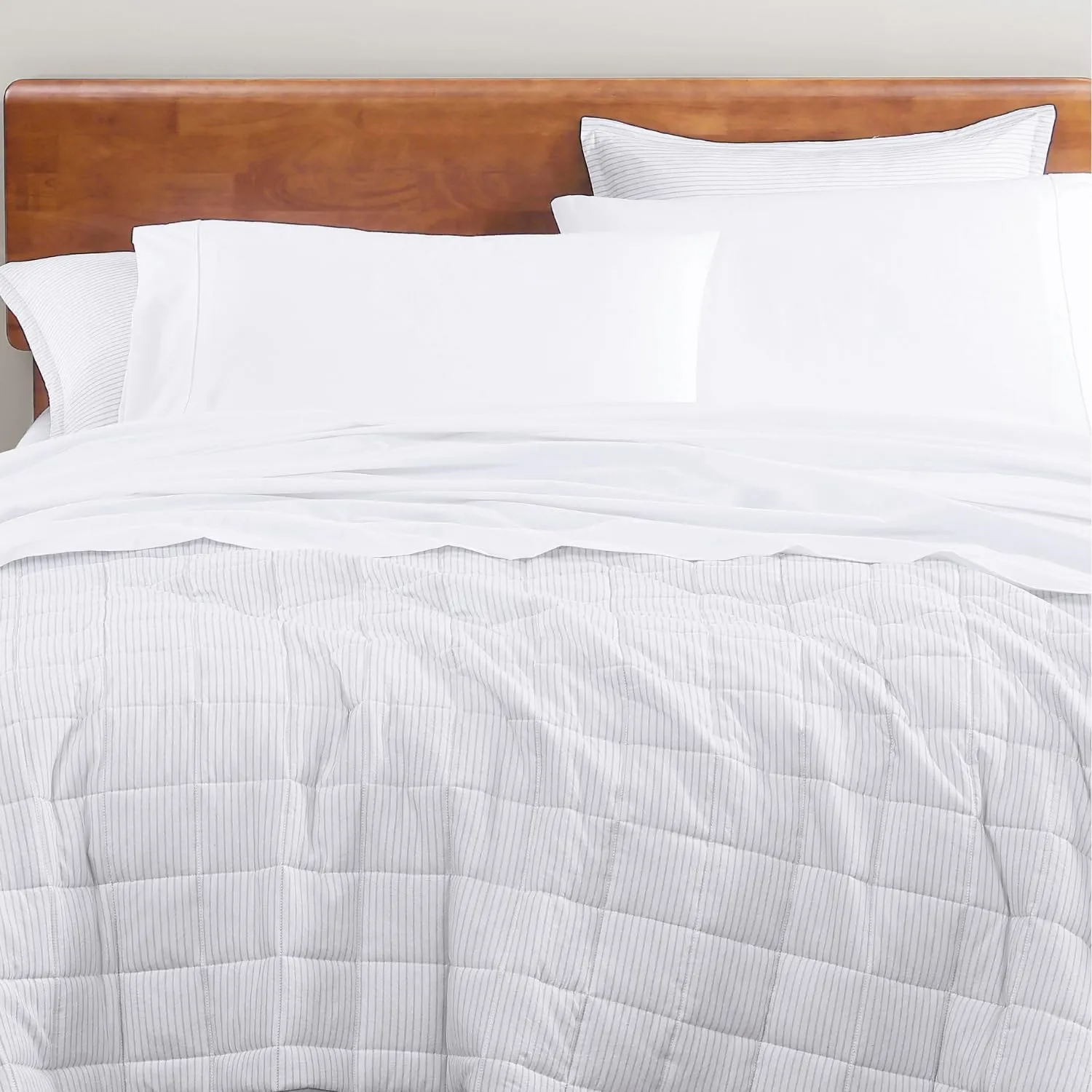 LANE LINEN 100% Organic Cotton King Size Sheets Set, Soft & Comfy All Season Breathable Sheets King Size, Percale Weave Fully Elasticized Eco Friendly Naturally Cooling King White Bed Sheets