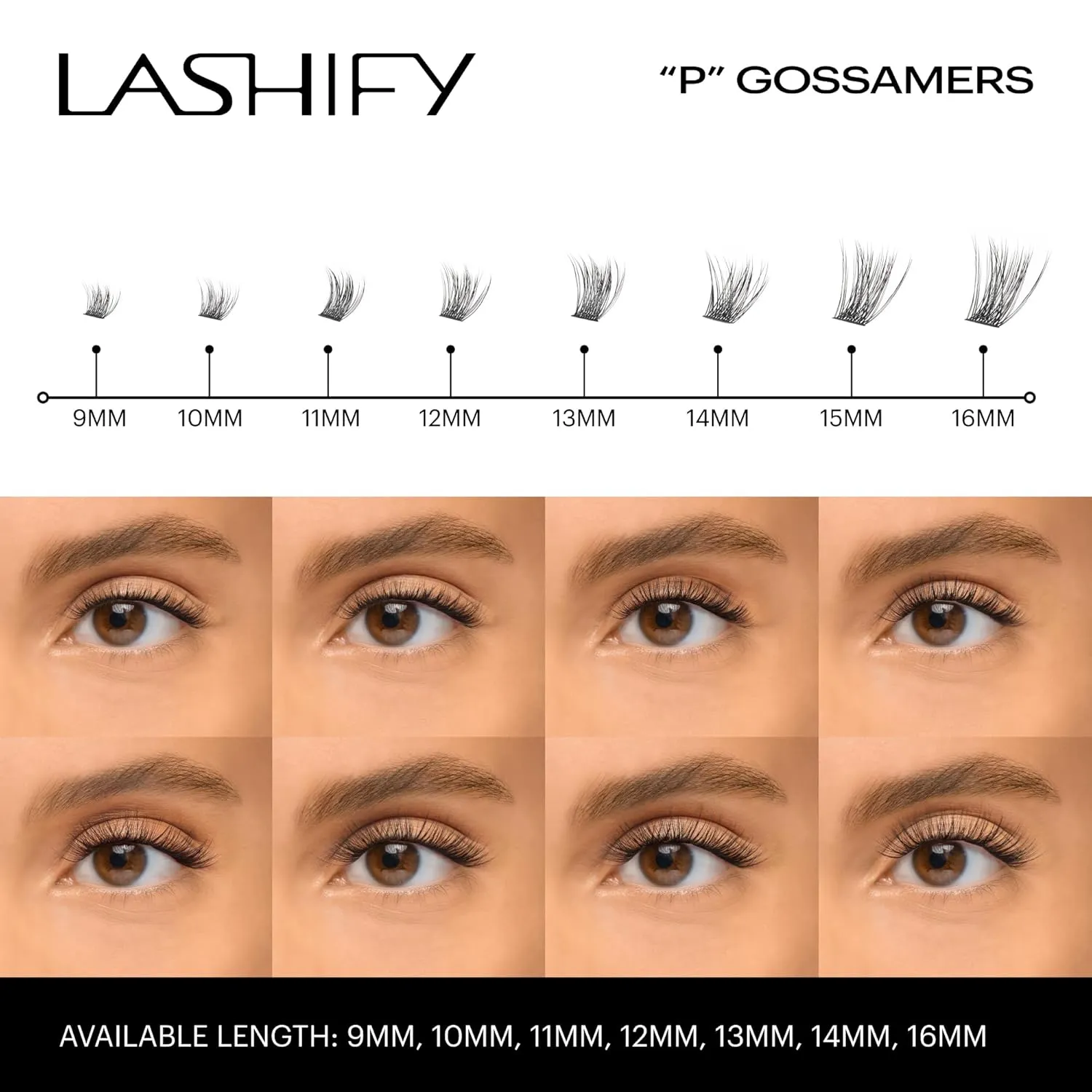 Lashify Plushy 12mm Gossamer Lashes in Black, Easy DIY False Lashes for a Voluminous Yet Still Natural Look