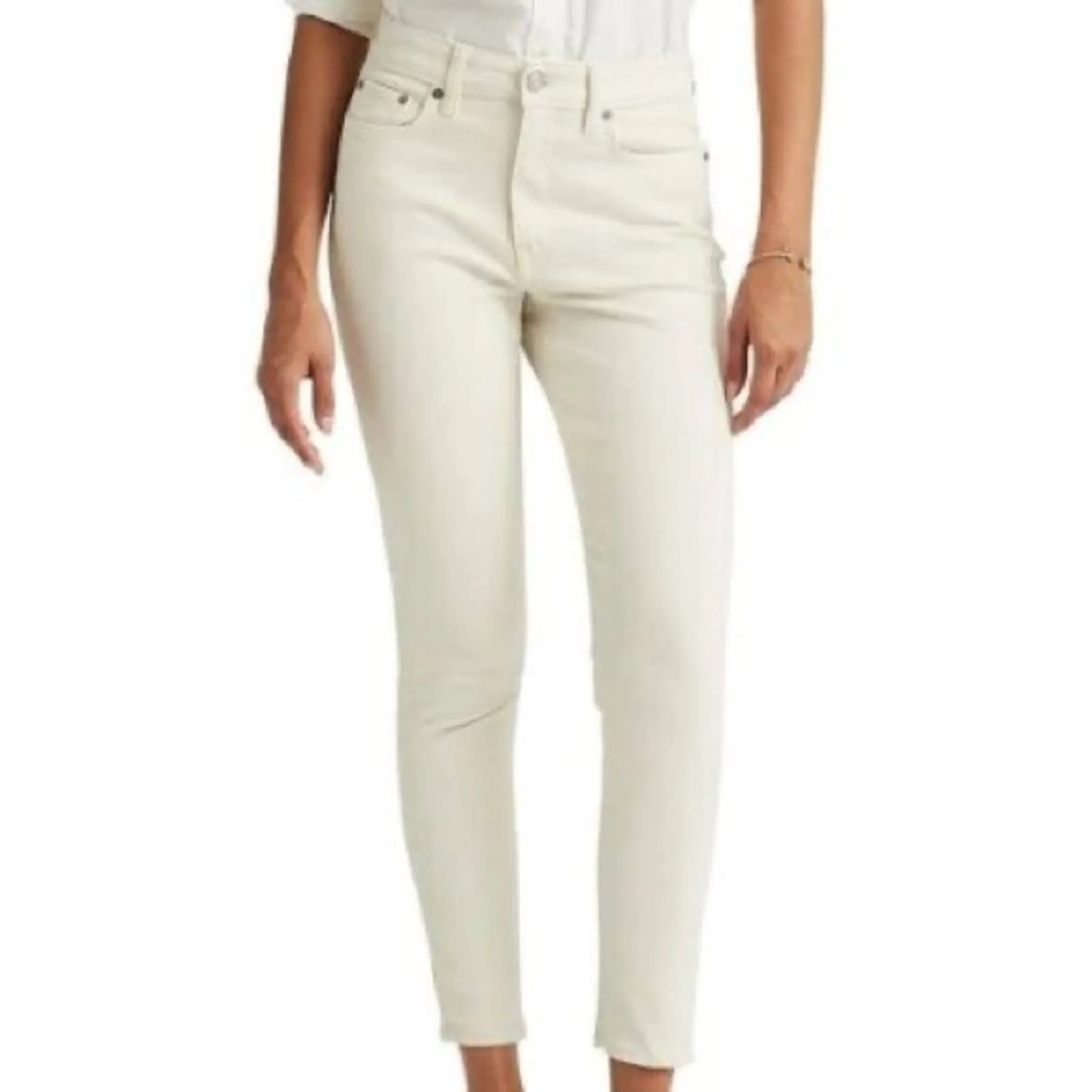 Lauren Ralph Lauren Cream Jeans, Super Stretch Skinny, High Rise