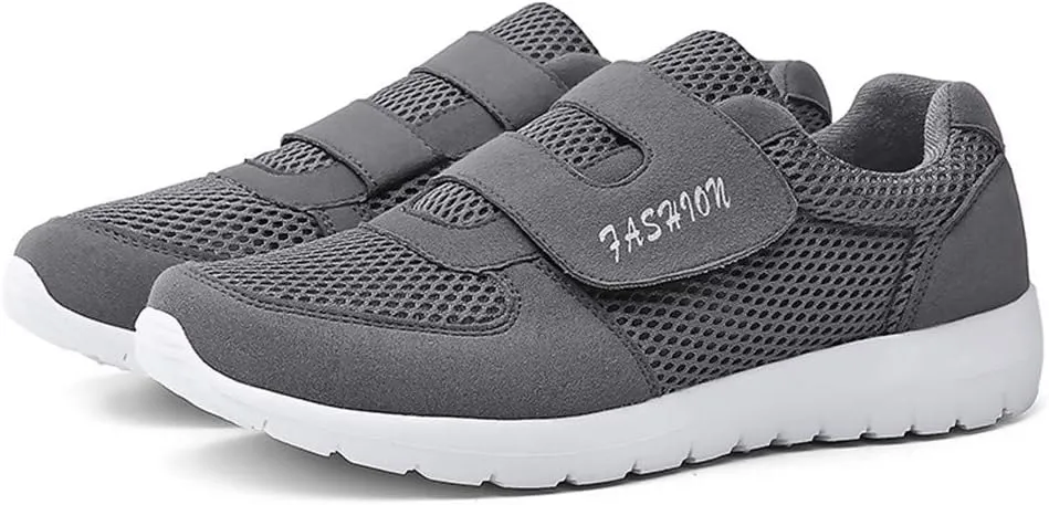 LEADER SHOW Men's Casual Comfort Walking Shoes Ultralight Flats Non-Slip Hook & Loop Fashion Sneakers