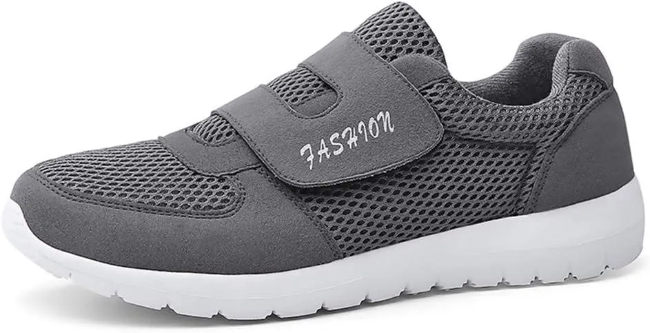 LEADER SHOW Men's Casual Comfort Walking Shoes Ultralight Flats Non-Slip Hook & Loop Fashion Sneakers