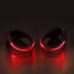 LED Shoes Clip Lights USB Charging for Night Running Gear, Color RGB Strobe and Steady Color Flash Mode, Safety Clip Lights for Running, Jogging, Walking, Biking(One Pair) (red)