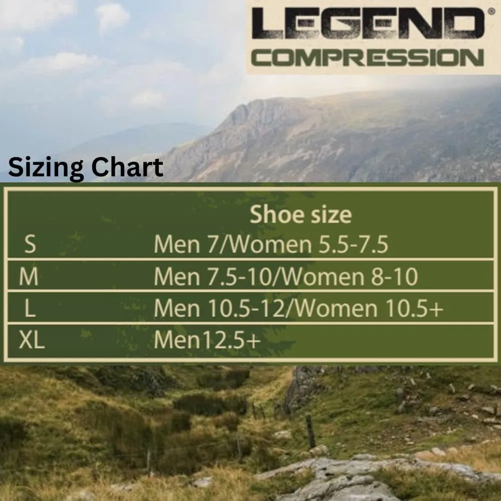 LEGEND Compression Merino Wool Hiking Socks, All-Weather Outdoor and Hiking Mid-Calf Socks for Men and Women, Made in the USA