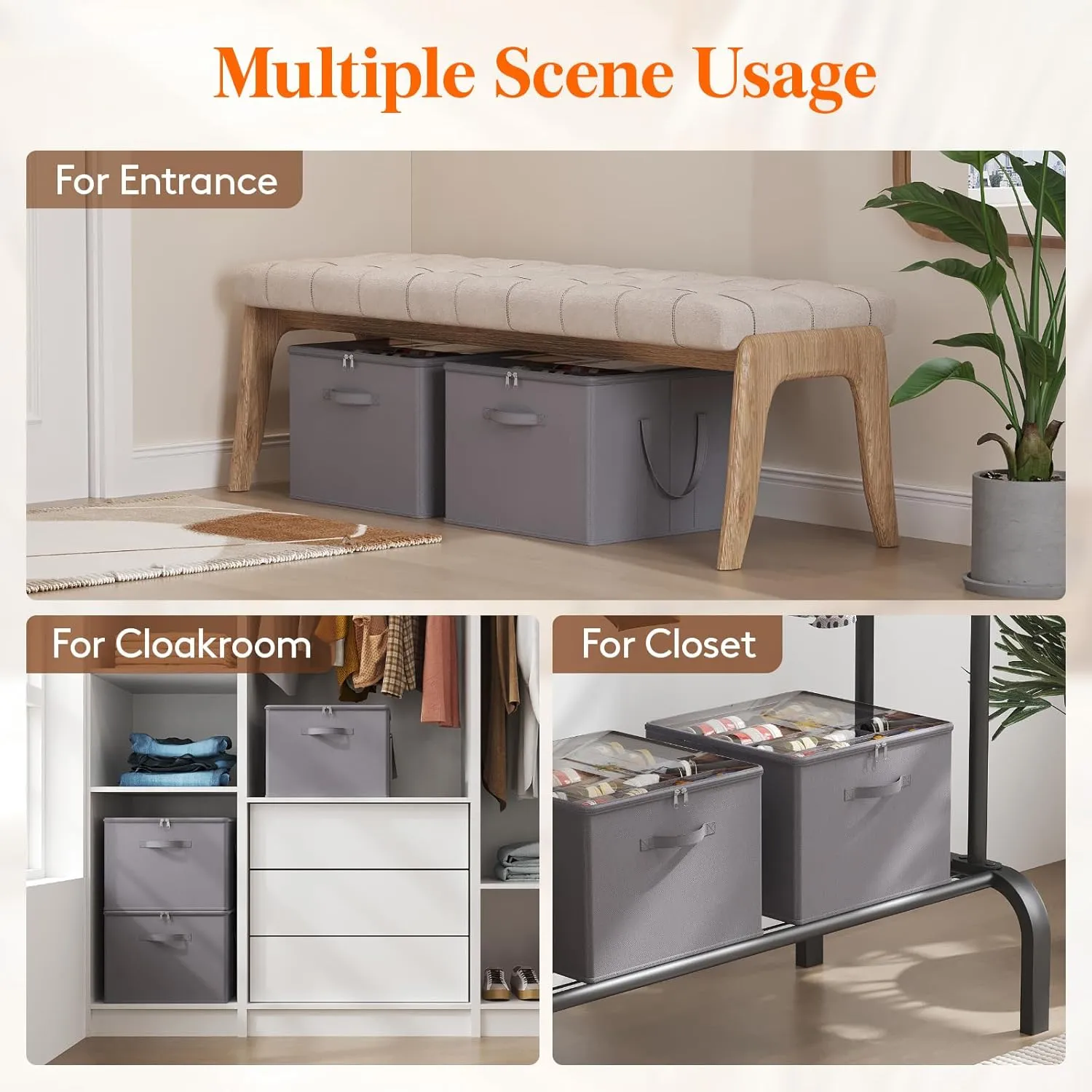 Lifewit Shoe Storage Organizer for Closet, Fits 12-16 Pairs, Large Shoe Box Storage Containers with Clear Cover and Reinforced Handles, Foldable Storage Bins Fit for Boots Heels Sneakers, 1 Pack Gray