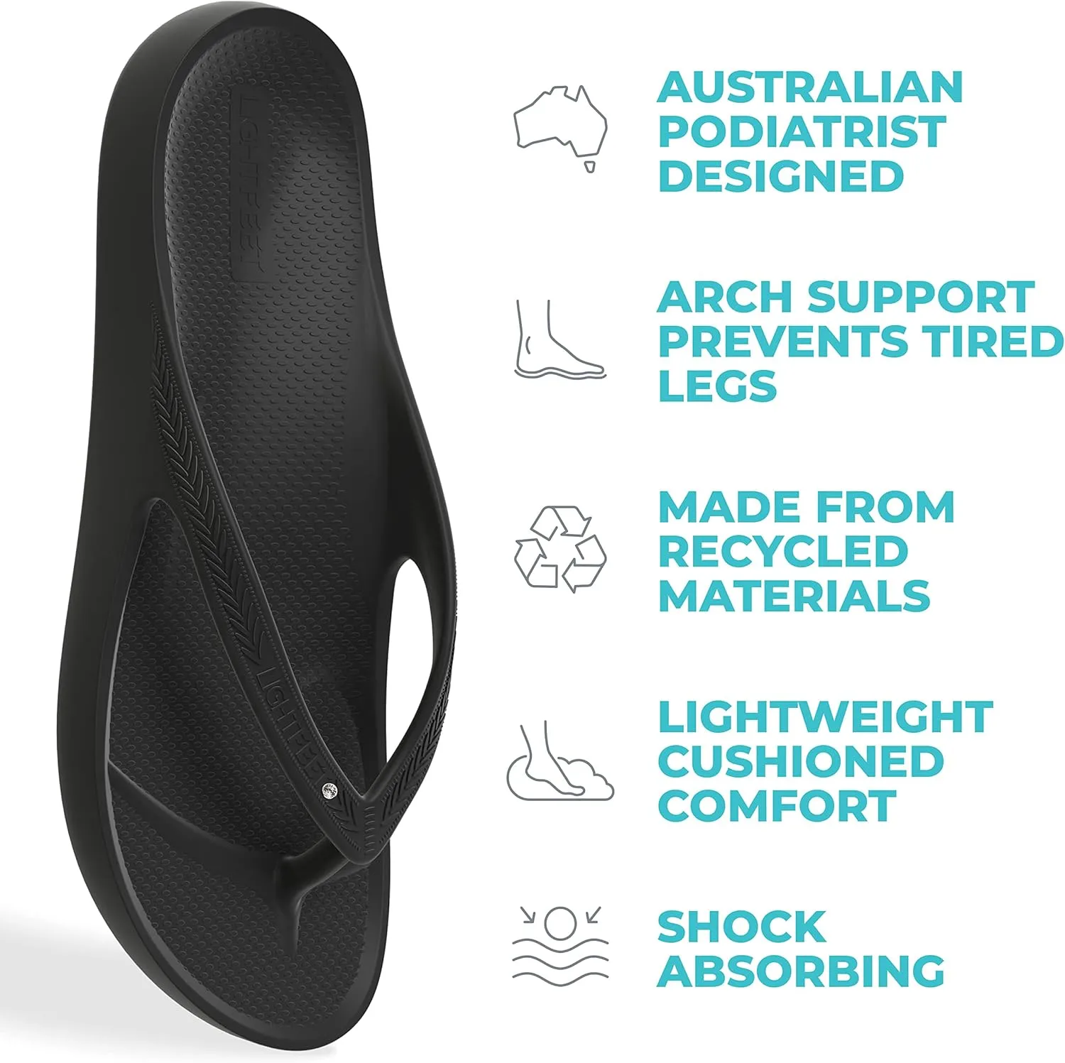 LightFeet Arch Support Rhinestone Flip Flops for Women – Australian Podiatrists Designed Bling Flip Flops for Women, Orthotic Black Crystal Flip Flops with Arch Support Made from Recycled Footwear