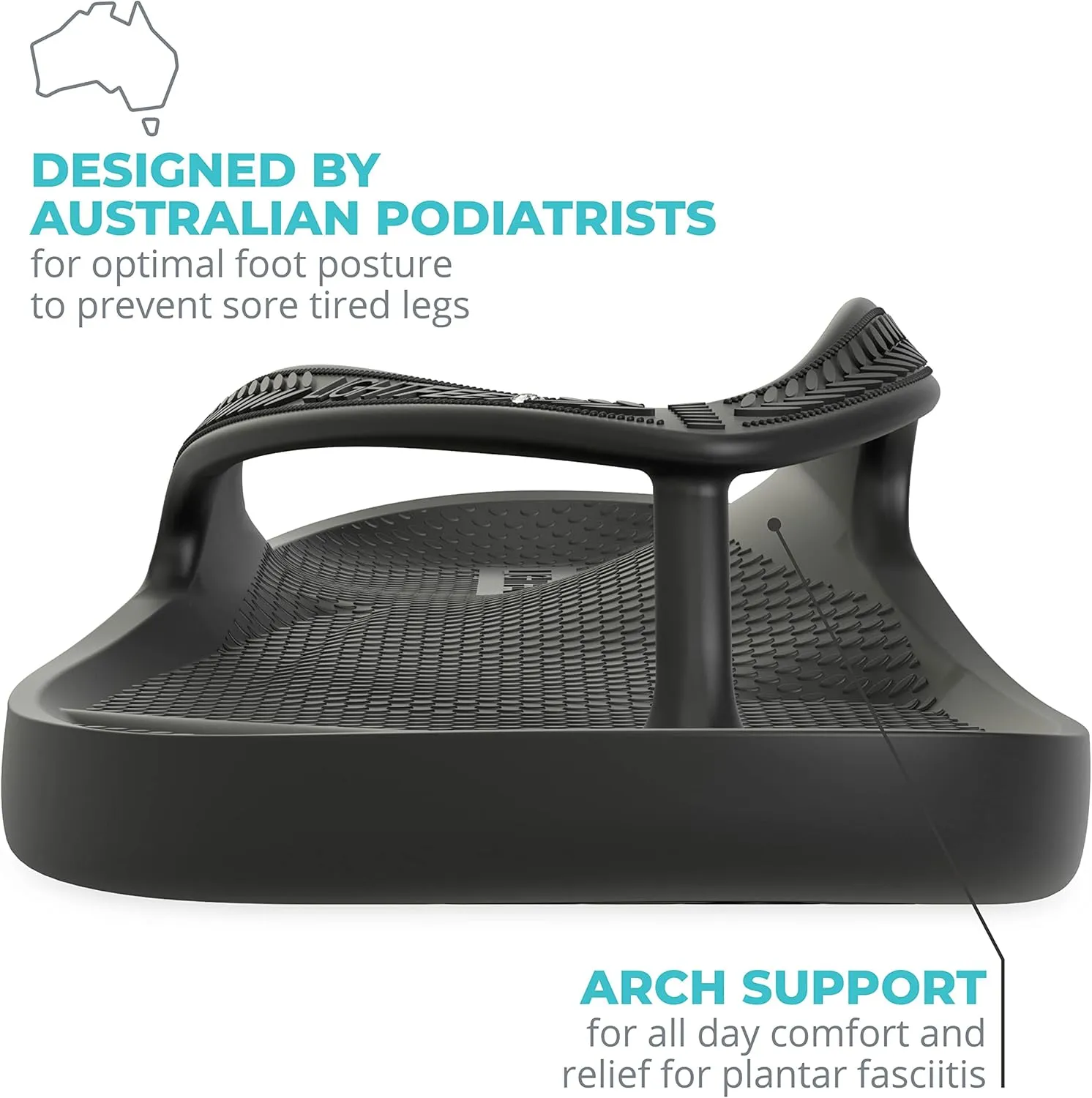 LightFeet Arch Support Rhinestone Flip Flops for Women – Australian Podiatrists Designed Bling Flip Flops for Women, Orthotic Black Crystal Flip Flops with Arch Support Made from Recycled Footwear
