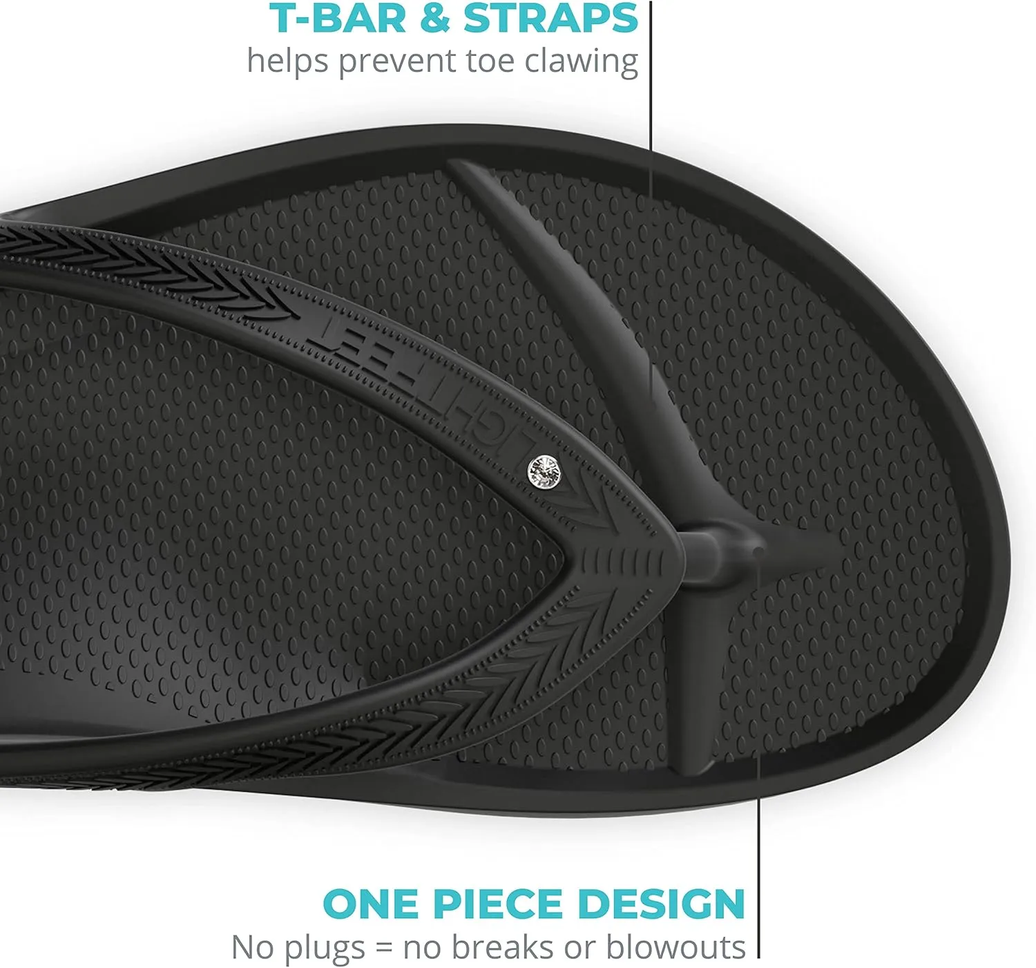 LightFeet Arch Support Rhinestone Flip Flops for Women – Australian Podiatrists Designed Bling Flip Flops for Women, Orthotic Black Crystal Flip Flops with Arch Support Made from Recycled Footwear