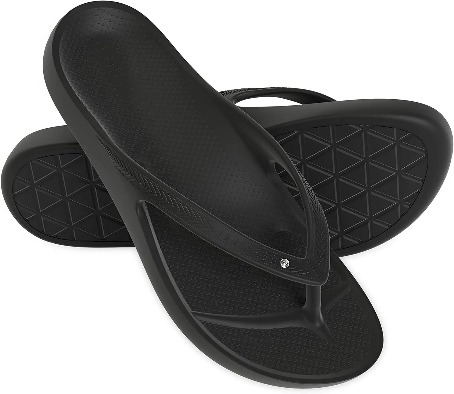 LightFeet Arch Support Rhinestone Flip Flops for Women – Australian Podiatrists Designed Bling Flip Flops for Women, Orthotic Black Crystal Flip Flops with Arch Support Made from Recycled Footwear
